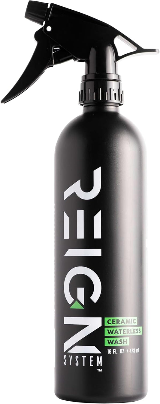 Reign System Ceramic Waterless Car Wash – 3-in-1 Wash, Shine & Ceramic Protection – No Hose Needed – Eco-Friendly Detailing Spray for Paint, Glass, Chrome & Wheels – Hydrophobic, Streak-Free Finish - Reign System