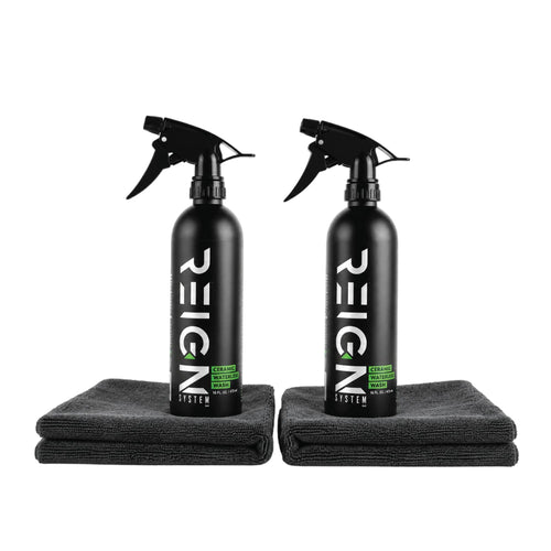 Ceramic Waterless Car Wash Bundle – Two 16 oz Bottles + 2 Towels - Reign System