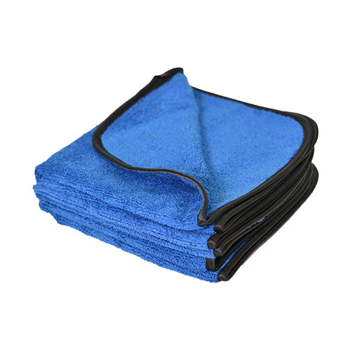 Microfiber Premium Polishing Towel Dense Weave with High & Low Pile, Super Absorbent For Buffing, 500 GSM, 16"x16", Dark Blue, Pack of 12 - Reign System